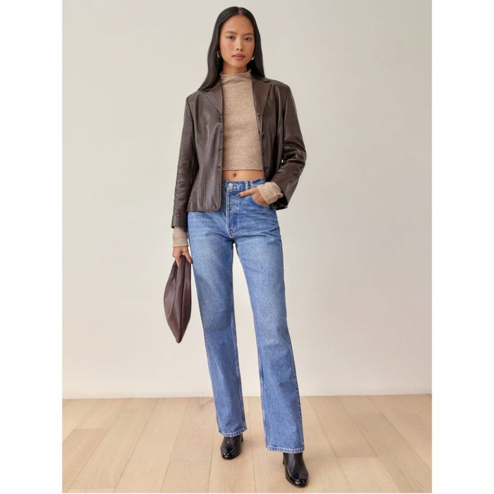 Reformation Cropped Cashmere Turtle Neck Sweater Oatmeal Size Small